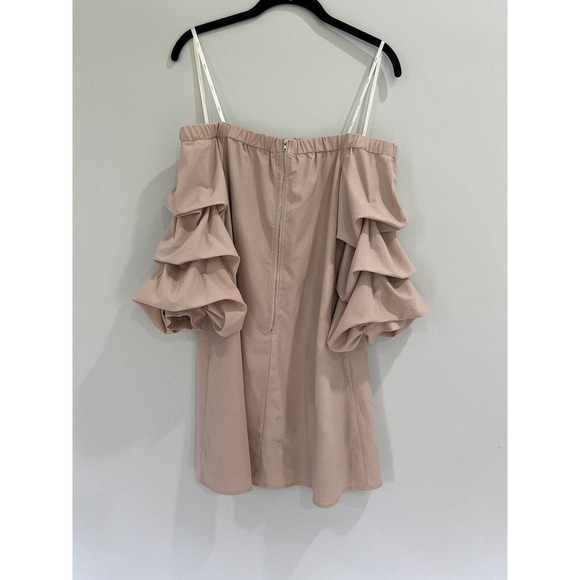 J.O.A. Kali Blush Pink Off-the-Shoulder Mini‎ Dress Size Small Bishop Sleeve - Picture 5 of 7